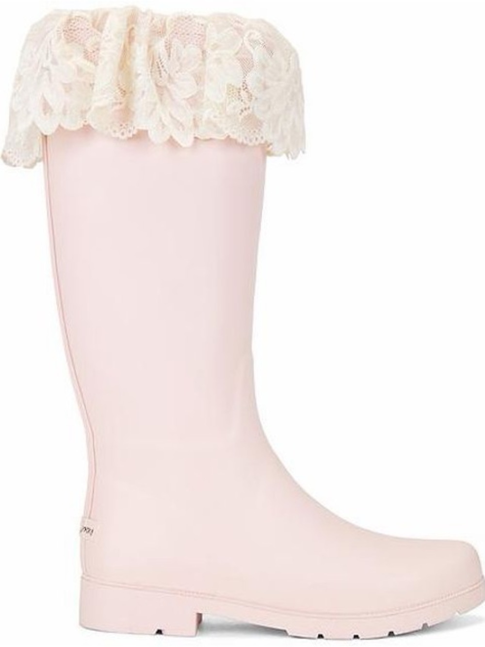 For Love And Lemons Pale Pink Lace-Cuff Rain Boots